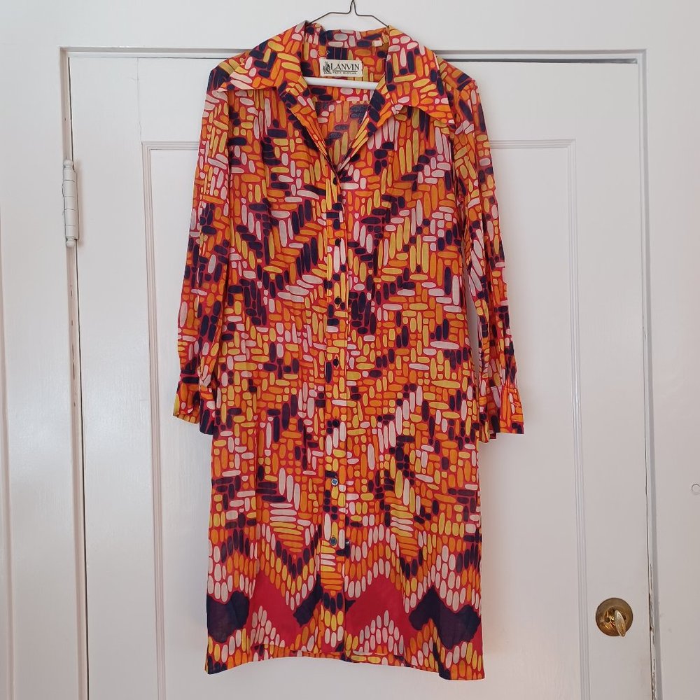 Rare Vintage 1960s Lanvin Psychedelic Shirtdress